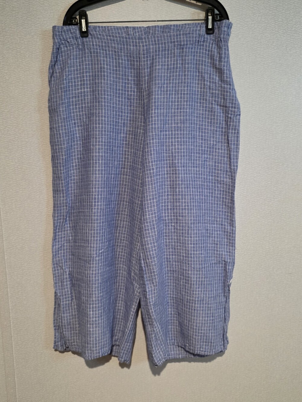 Habitat Blue And White Linen Blend Wide Leg Pants Large